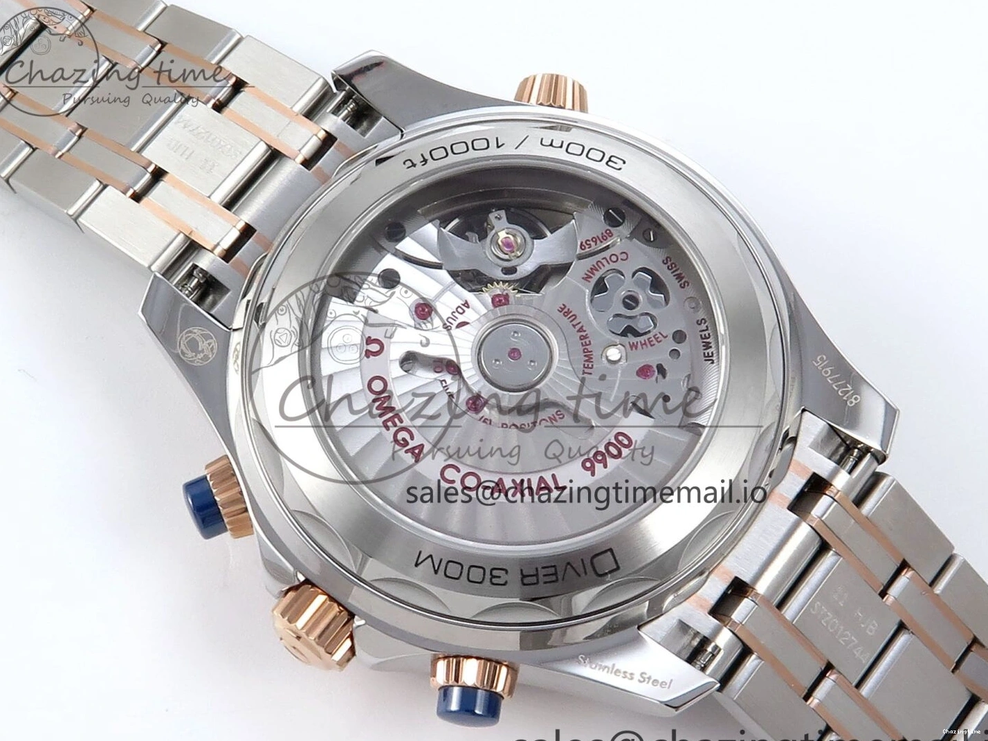 0111 Seamaster 300m Chrono SS YG OMF 1:1 Best Edition Blue Dial on SS YG Bracelet A Popular 7685